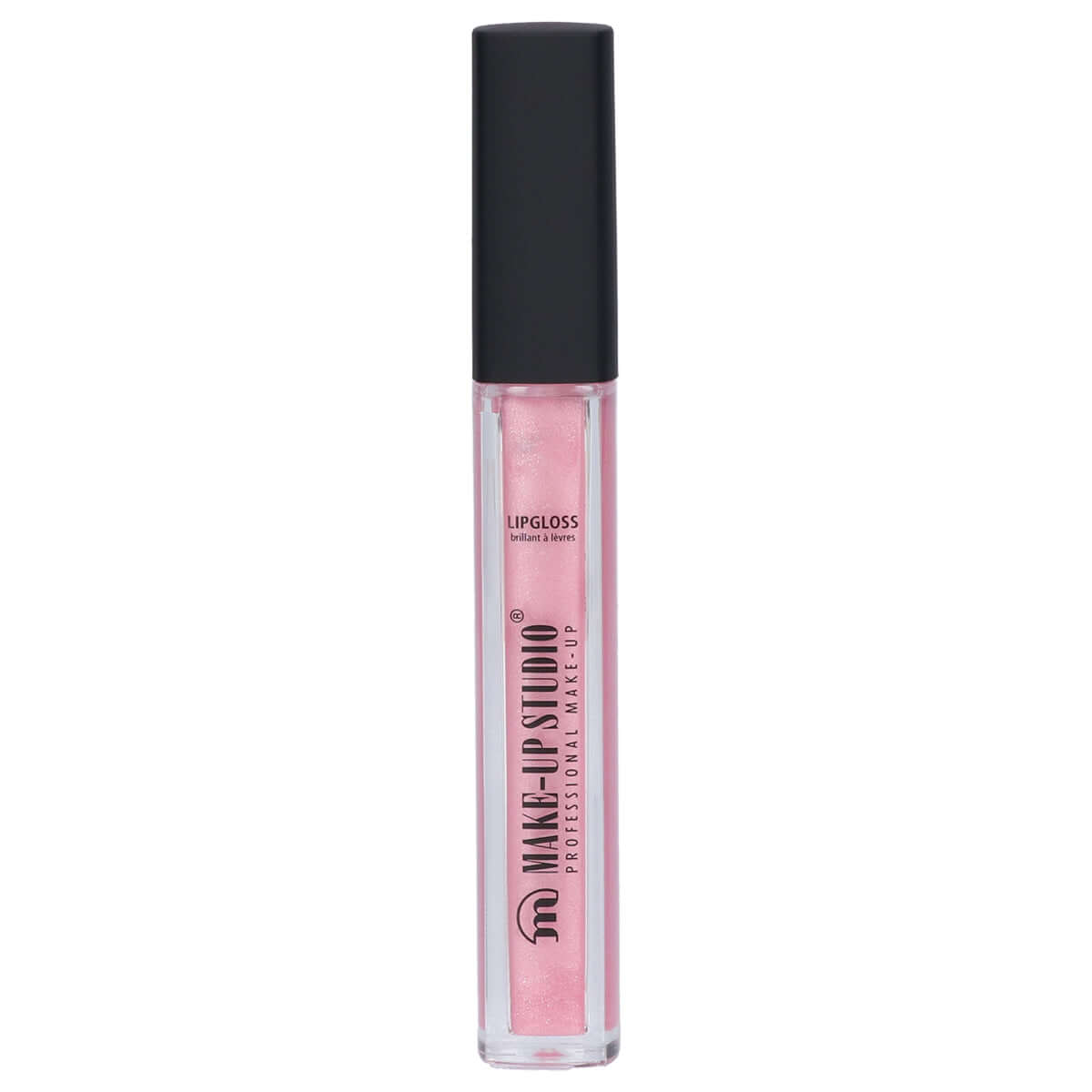 Lucidalabbra Super Shine lip gloss tube packaging in pink with a black cap, offering all-day shine and comfort.