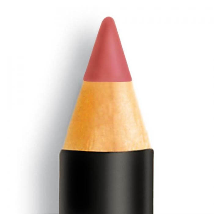 Close-up of Coral lip pencil tip, ideal for outlining lips or as a base for natural, pink, and purple lipsticks.