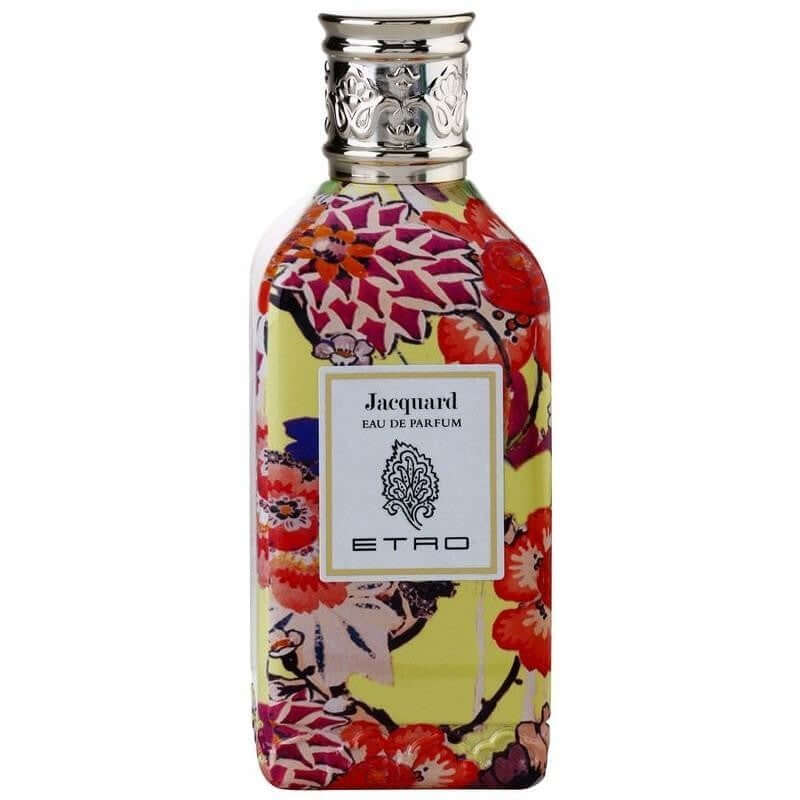 Jacquard Eau De Toilette by Etro in a floral bottle, 100 ml, symbolizing femininity and elegance.