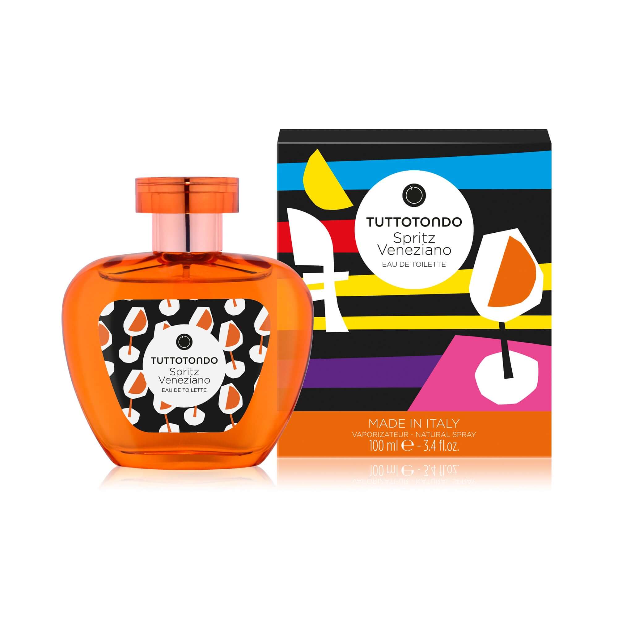Spritz Veneziano Eau De Toilette 100 ml with colorful packaging, featuring fruity notes of lemon and orange.