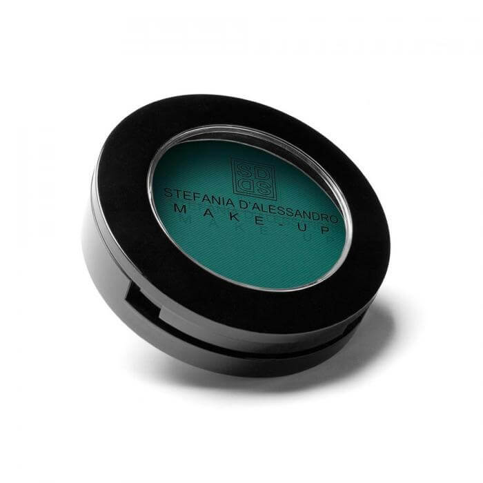 Ombretto Green by Stefania D'Alessandro, vibrant green eyeshadow in a stylish black compact, 0.4g.