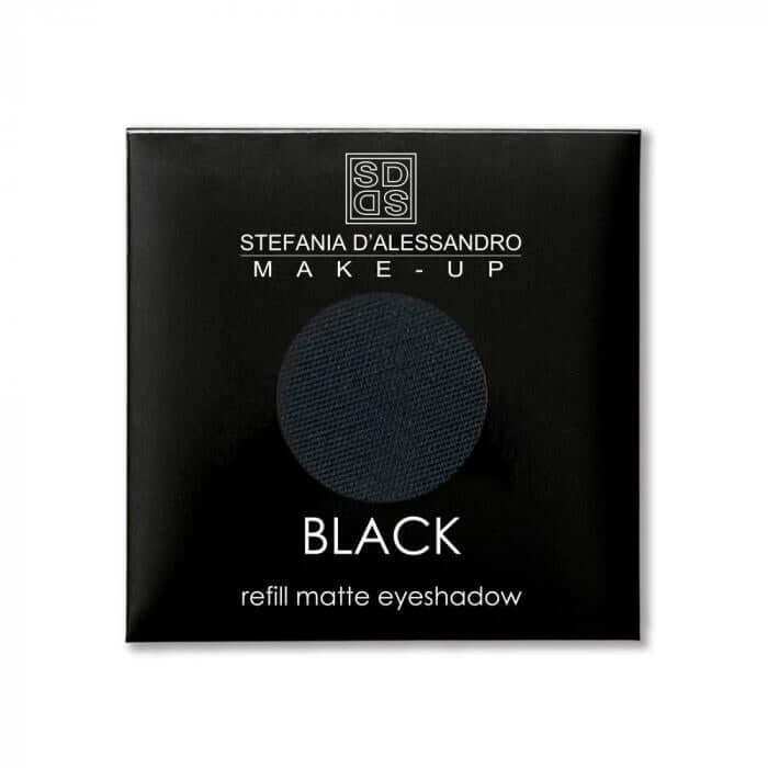 Stefania D'Alessandro refill black matte eyeshadow compact, 4g, compatible with palettes.