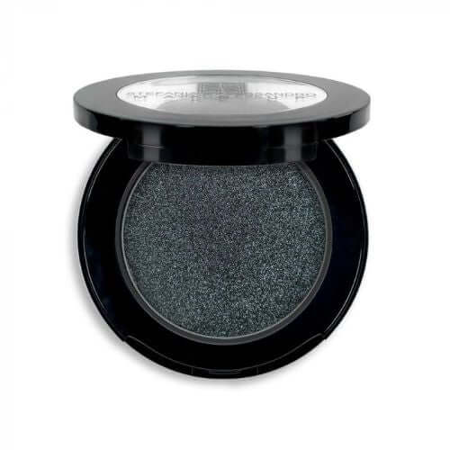 Ombretto Metal Black: metallic black eyeshadow, compact, 4g, ideal for creating bold looks with shimmering finish.