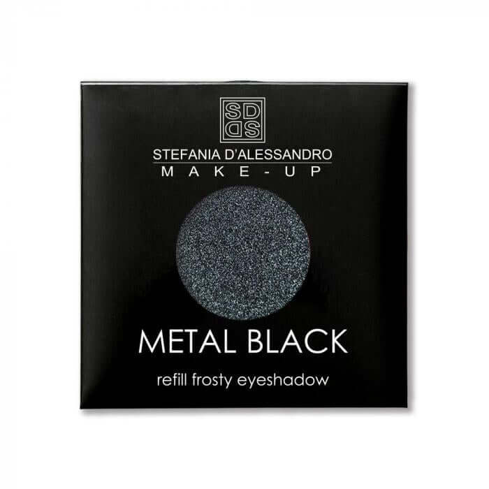 Refill Metal Black frosty eyeshadow by Stefania D'Alessandro in a sleek compact package.