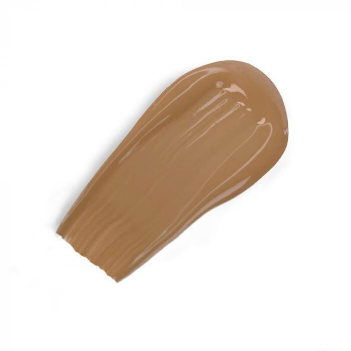 Refill Oriental 03 foundation swatch in dark yellow-green tone, high coverage, matte finish for all skin types.