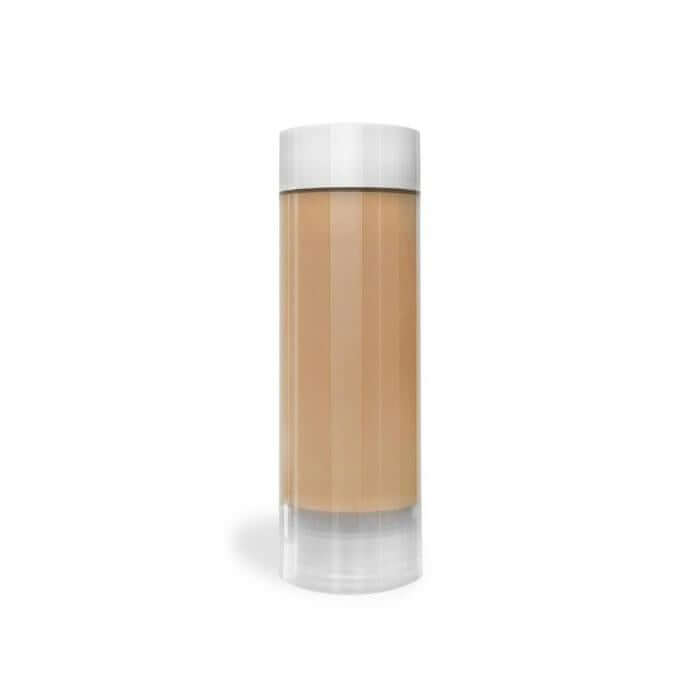 Refill Natural 02 foundation in a clear bottle with medium pink-orange tone. 30 ml, high coverage, matte finish.