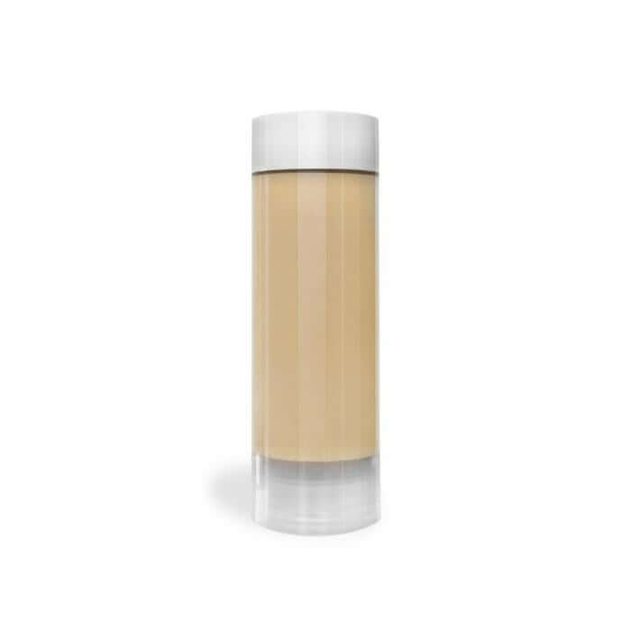 Refill Ivory high coverage foundation, matte finish, light yellow tone in 30 ml bottle for all skin types.