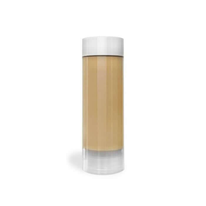 Beige 02 refill foundation in a transparent bottle, high coverage, matte finish, suitable for all skin types.