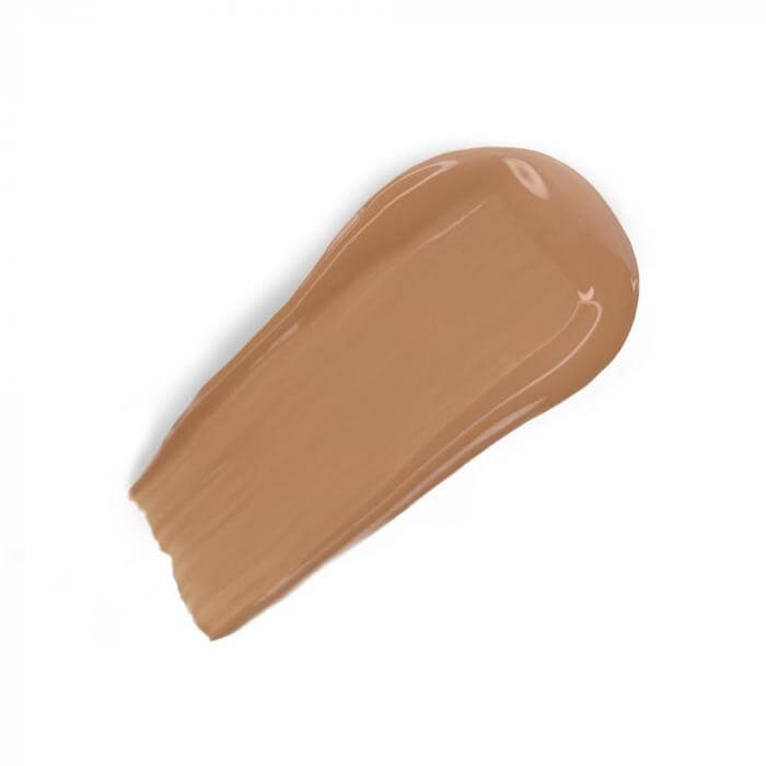 Swatch of Refill Beige 02 foundation, high coverage, matte finish, medium yellow-orange tone for all skin types.