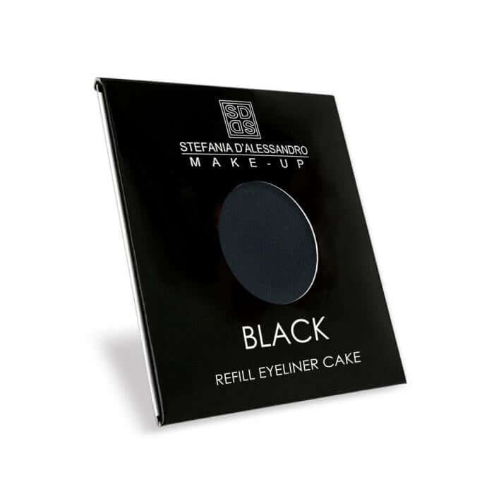 Refill Eyeliner Cake in black, matte finish, for precise application, available in 40mm refill for customizable palettes.