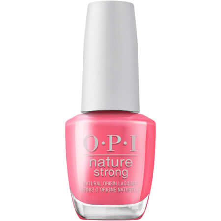 OPI Nature Strong natural origin nail lacquer in vibrant pink, vegan-friendly, long-lasting formula.