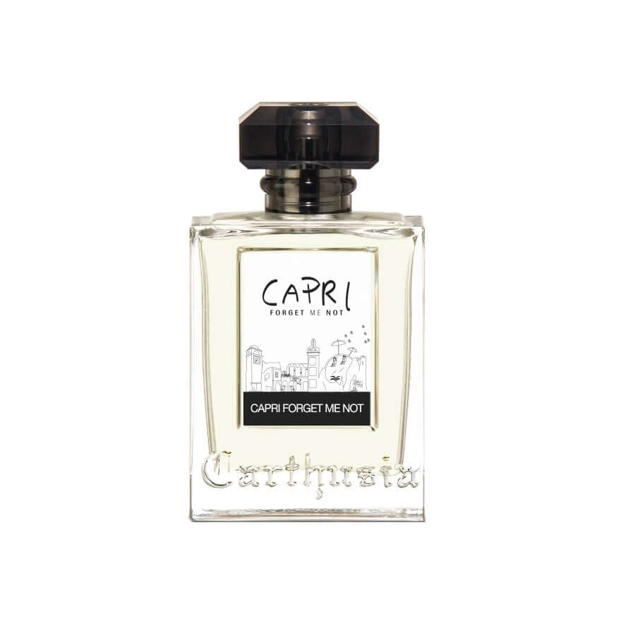 Capri Forget Me Not Eau De Parfum bottle with dynamic citrus and vanilla fragrance, 100ml.