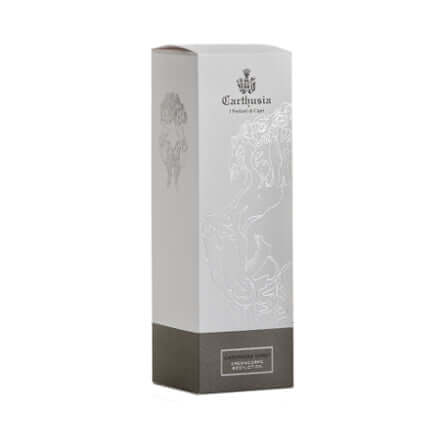 Carthusia Uomo Crema Corpo packaging, elegant design for a fresh and refined men's fragrance. 250 ml.