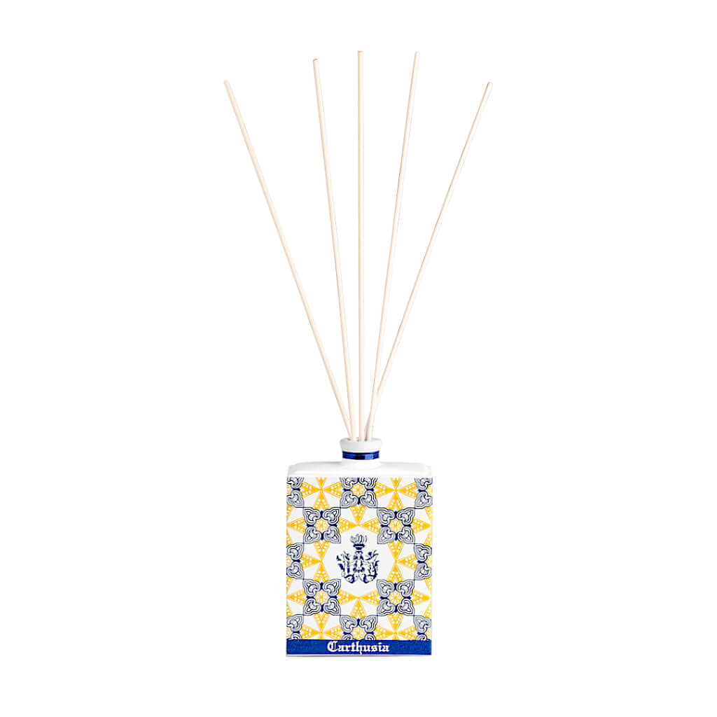 Ceramica Giallo Diffusore: handmade ceramic diffuser with fragrance sticks, inspired by Campania art.