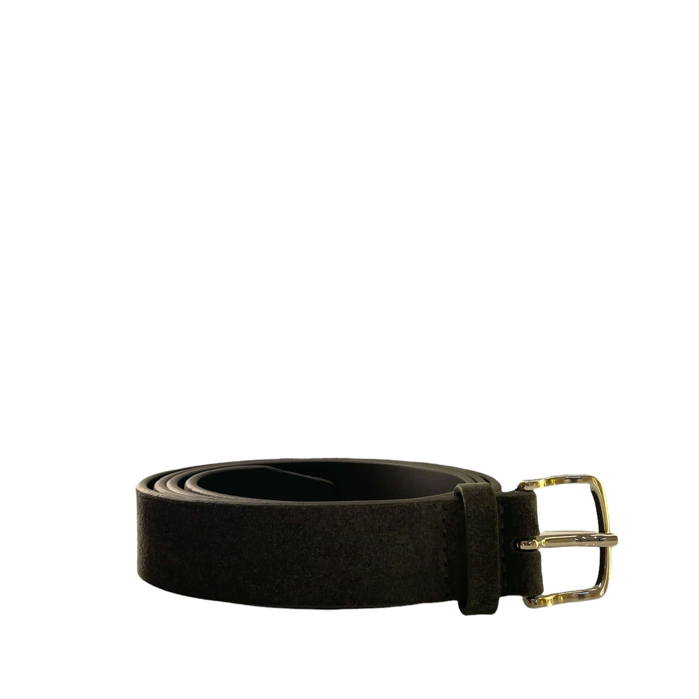 Cintura Amalfi Antracite, 3.5 cm suede belt with nickel finish buckle, made in Italy.