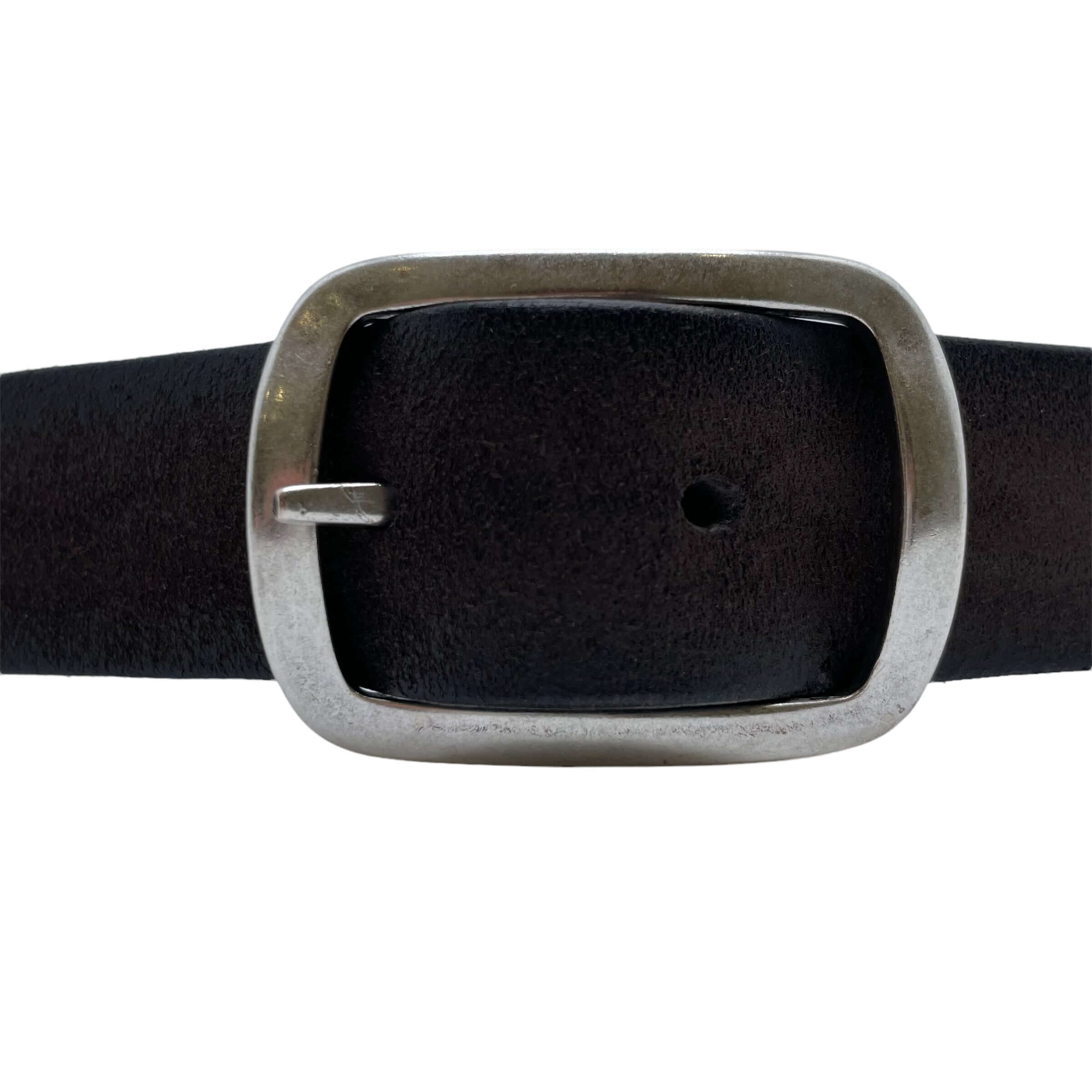 Cintura Hunting Double Testa di Moro in Pelle, reversibile, con fibbia nichel lucido, 3,5 cm, made in Italy.