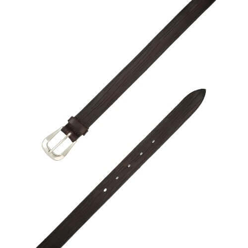 Cintura Sportiva Bull in cuoio testa di moro con fibbia argento, made in Italy, alta qualità, 2.5 cm di altezza.