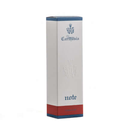 Carthusia Note Corallium Diffusore Spray packaging, elegant design with blue and red accents.