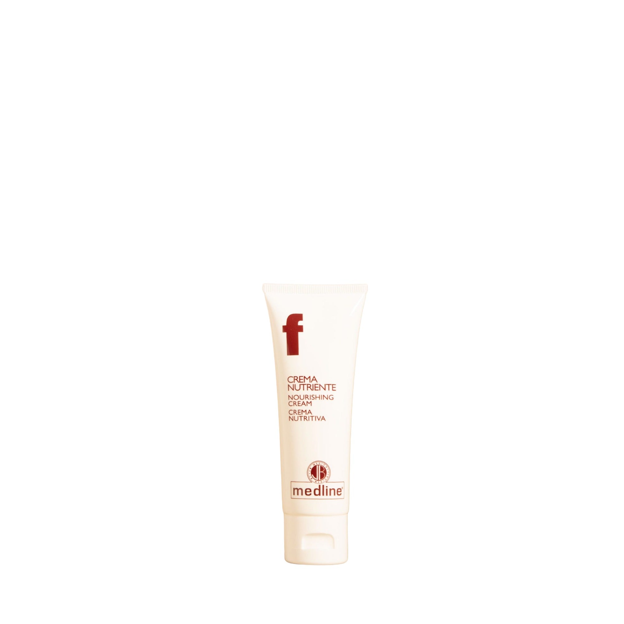 Crema Nutriente moisturizer in a 50ml tube, deeply nourishing skin for hydration and care.