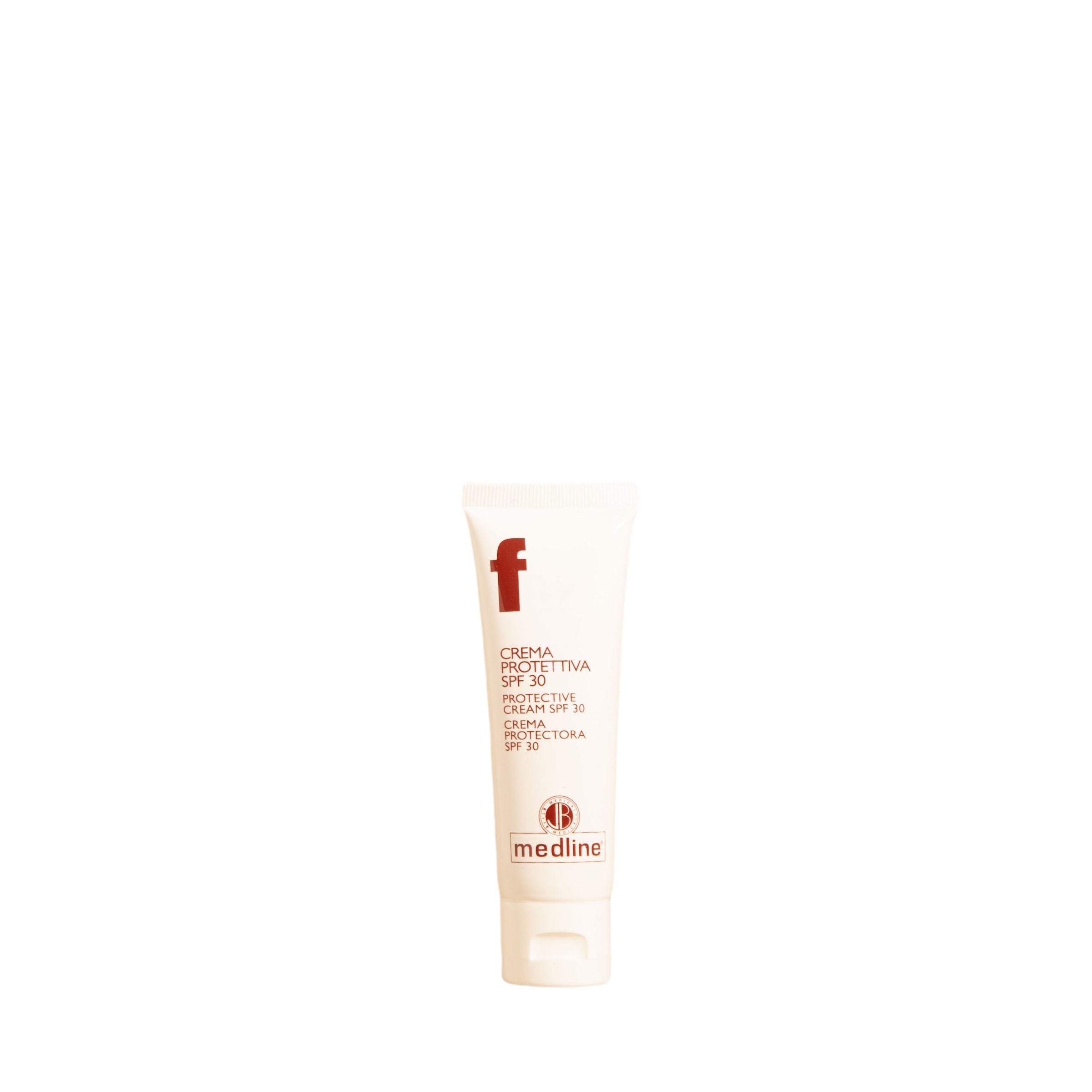Crema Protettiva SPF 30 with Aloe Vera, Arnica, and Mimosa for soothing sun protection, 50ml tube.