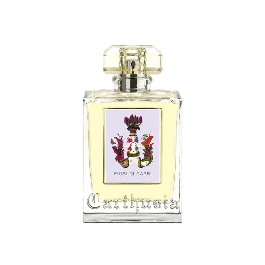Fiori Di Capri Eau De Parfum bottle with floral design, 100 ml, showcasing elegance and unique fragrance.