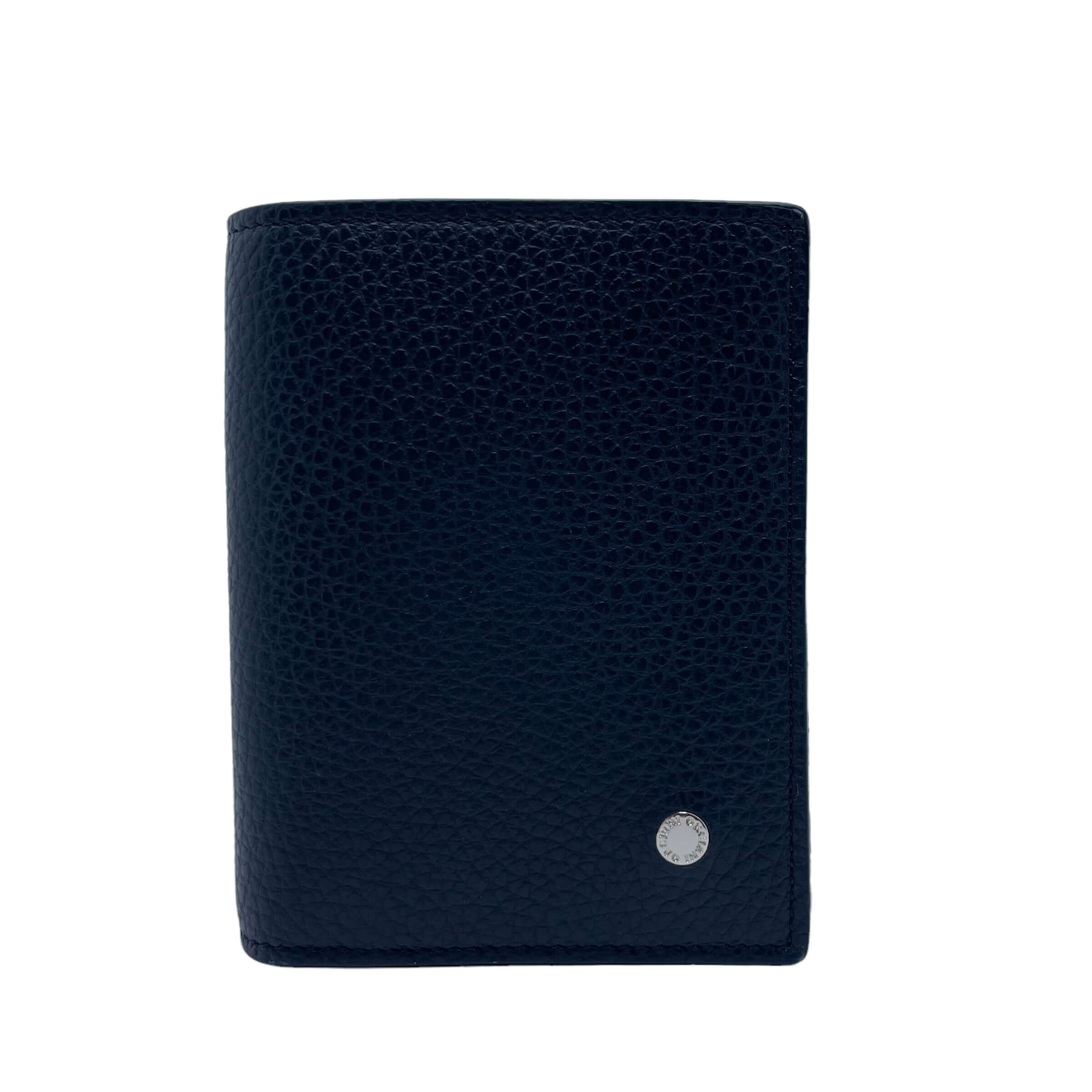 Portafoglio Micron in pelle martellata, misura 11.5x8.5 cm, con protezione RFID, made in Italy.