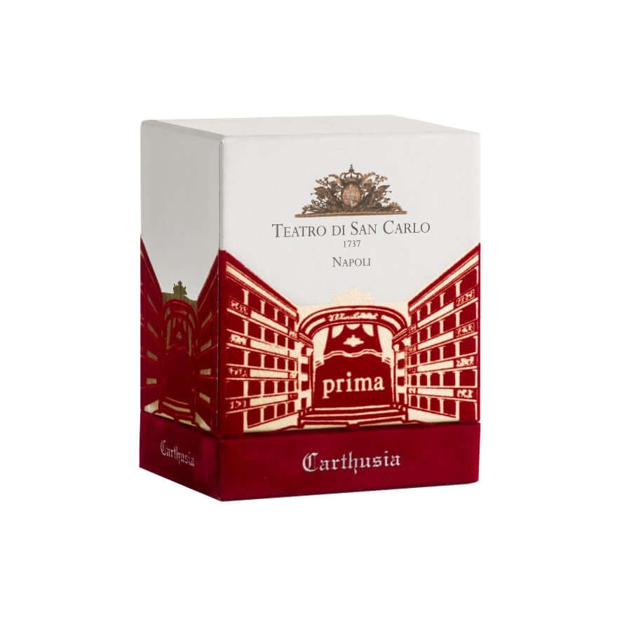 Prima Teatro di San Carlo Profumo packaging featuring Teatro di San Carlo, Napoli, by Carthusia.