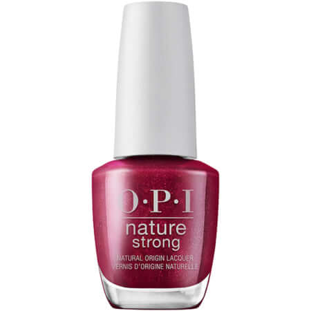 OPI Nature Strong vegan nail polish in a rich berry hue, made from 75% plant and mineral ingredients.