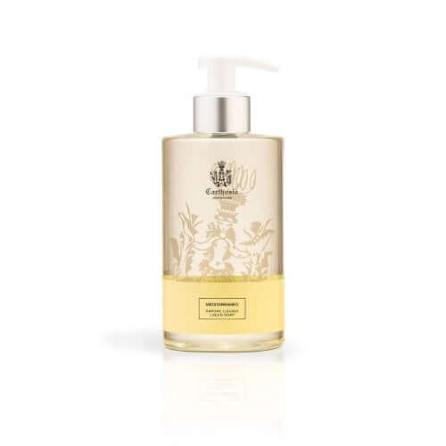 Mediterraneo Sapone Liquido, 350 ml, gel delicato per mani profumate, nutre e ripara la pelle.